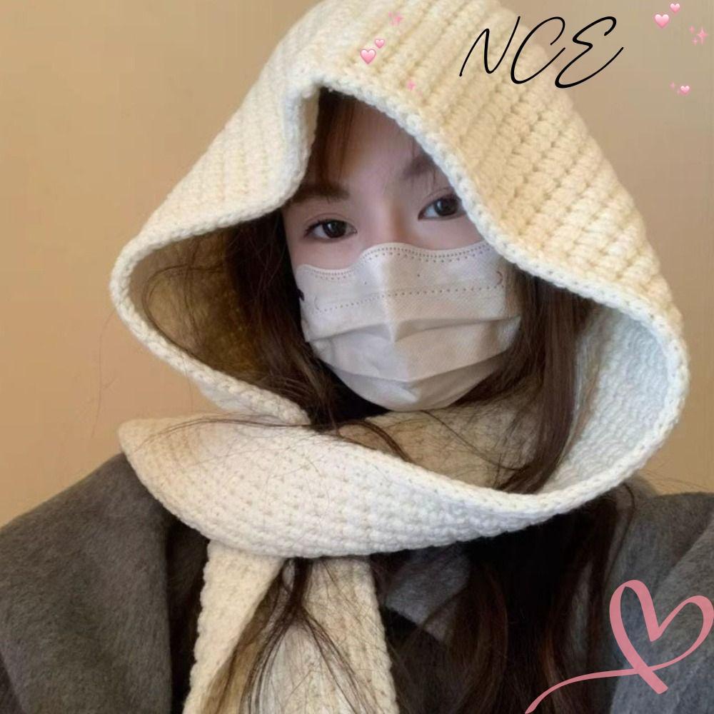 NCE ฤดูหนาว Balaclava หมวก, Thicken Warm ถัก Beanies หมวก,คุณภาพสูงถักคอผ้าพันคอ Bib ผู้หญิง
