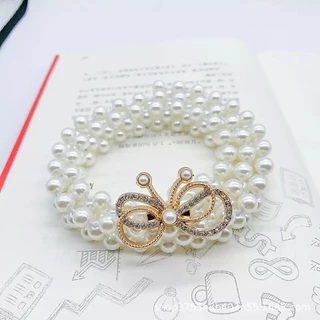 Vintage Jewelry ผู้หญิงเข็มขัดมุกเอวบางโซ่แฟชั่นเข็มขัดยางยืด