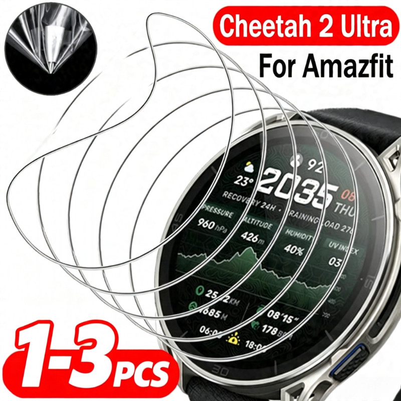 3PCS สําหรับ Amazfit Active Max Edge Falcon 3 2 พรีเมี่ยมรอบสมาร์ทนาฬิกาป้องกันหน้าจอ HD Soft Hydrogel ฟิล์มสําหรับ Amazfit Balance Cheetah 2 T-Rex Ultra 3 2 Pro ฟิล์มป้องกัน
