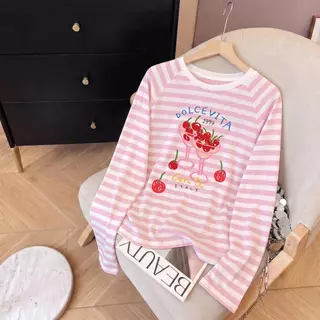 Top.street【ใหม่】🔥 เสื้อยืด ทรงหลวม สไตล์เกาหลี เก็บเงินปลายทาง 'DPLCEVITA' #Colorful striped polka dots COD