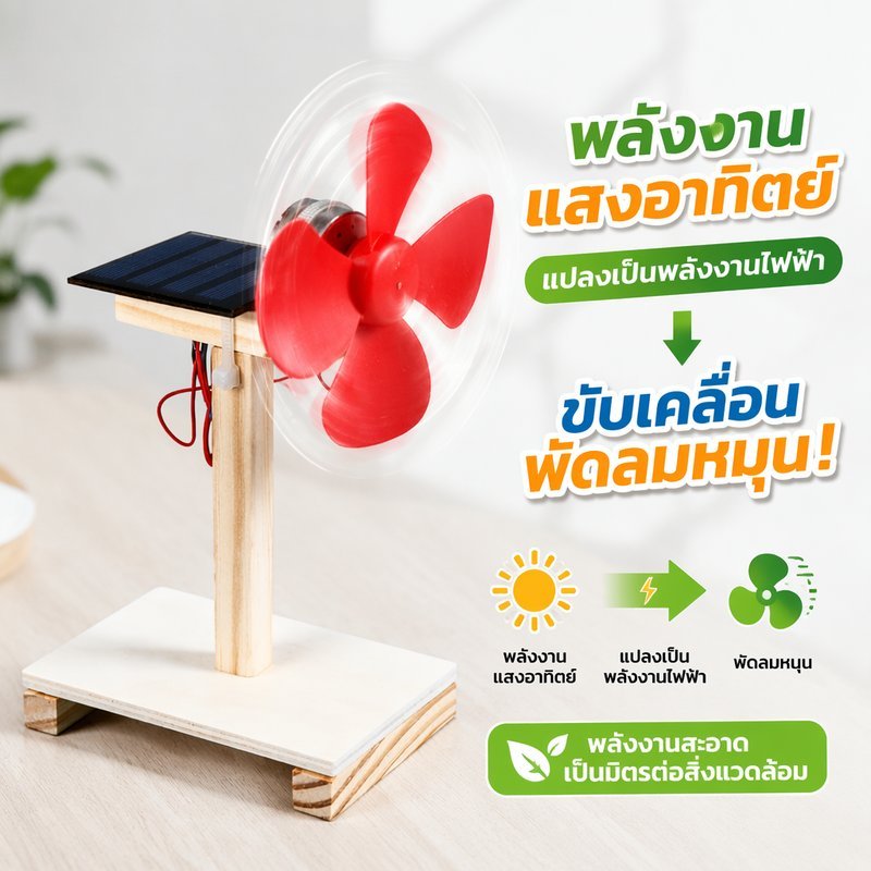 ชุดของเล่นวิทยาศาสตร์ พัดลมพลังงานแสงอาทิตย์ DIY ไม้ สเต็ม เสริมทักษะ ประกอบเอง