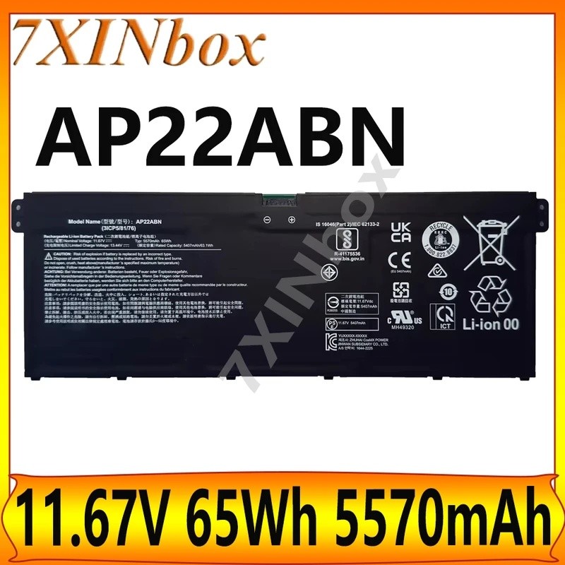 7XINbox AP22ABN 11.67V 65Wh 5570mAh แบตเตอรี่สําหรับ Acer SWIFT GO 14 SFG14-41-R6KL R8RK SFG14-71 Tr