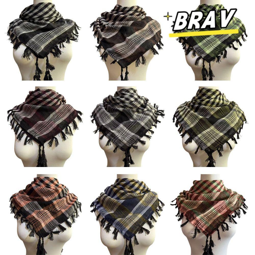 BRAV อาหรับ Shemagh ขนาดใหญ่พร้อมพู่ผ้าพันคอ Keffiyeh ห่อสไตล์ผ้าพันคอทะเลทรายอาหรับ Tradition