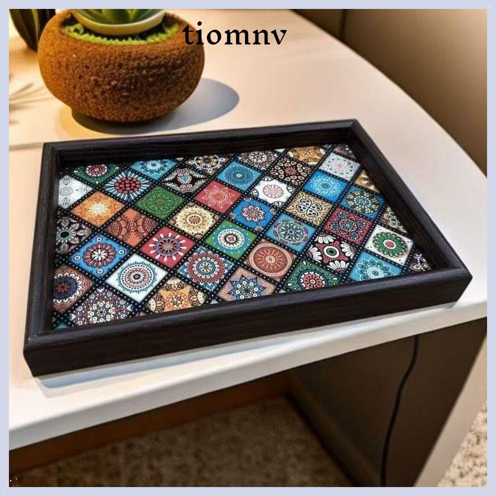 TIOMNVTH ถาดไม้, 30x20 ซม.สแควร์ถาดเก็บเครื่องประดับ,สไตล์โบฮีเมียน Handmade กล่องเก็บกุญแจสําหรับเดสก์ท็อป Foyer ตกแต่ง Home Storage