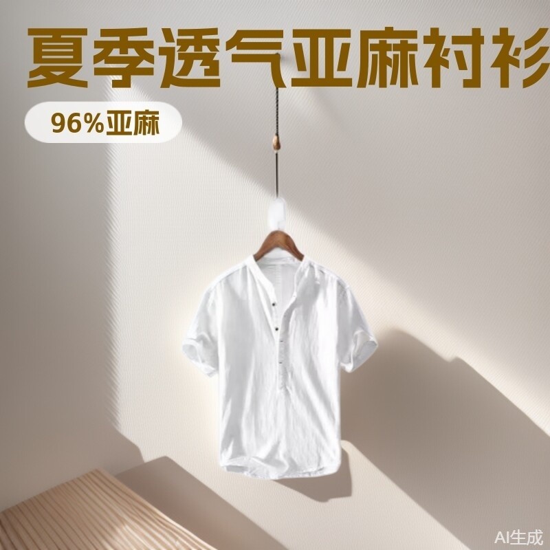 Simple Asian Casual Mens Shirt Head Breathable Fashion Wide Casual Shirt 7.19