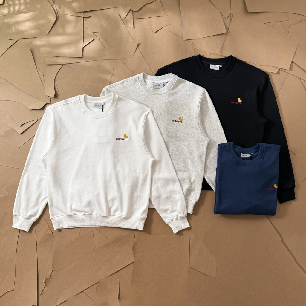 OBV5 Ca***rtt Classic Embroidered Patch logo Basic versatile crew neck sweatshirt in pure cotton ter