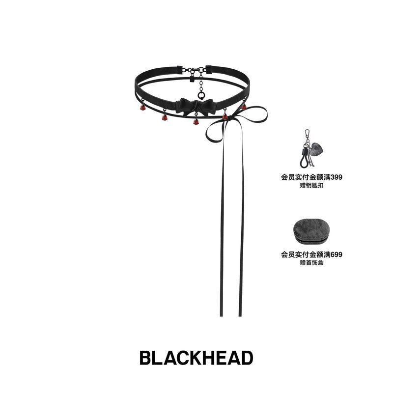 [Tang Yixin Zhang Ruonan สไตล์เดียวกัน] BLACKHEAD/Black Head Bad Romantic Ribbon Bow choker