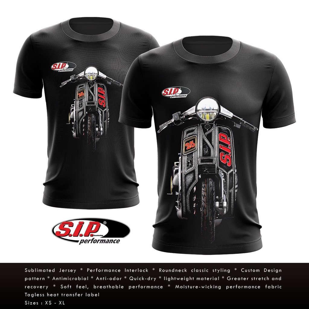 Sip สกู๊ตเตอร์ Vespa Tshirt Baju พิมพ์ระเหิด Jersey ผ้า Sip Malossi Polini สกู๊ตเตอร์ Vespa