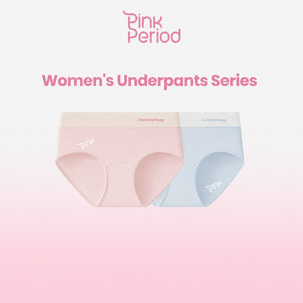 [3PCS] Pink Period กางเกงชั้นใน กางเกงในผู้หญิง ขอบขาเนียนสนิท นุ่ม ยืดหยุ่นสูง ใส่สบาย ใส่สุดสบาย สะโพก 24-34.6 นิ้ว