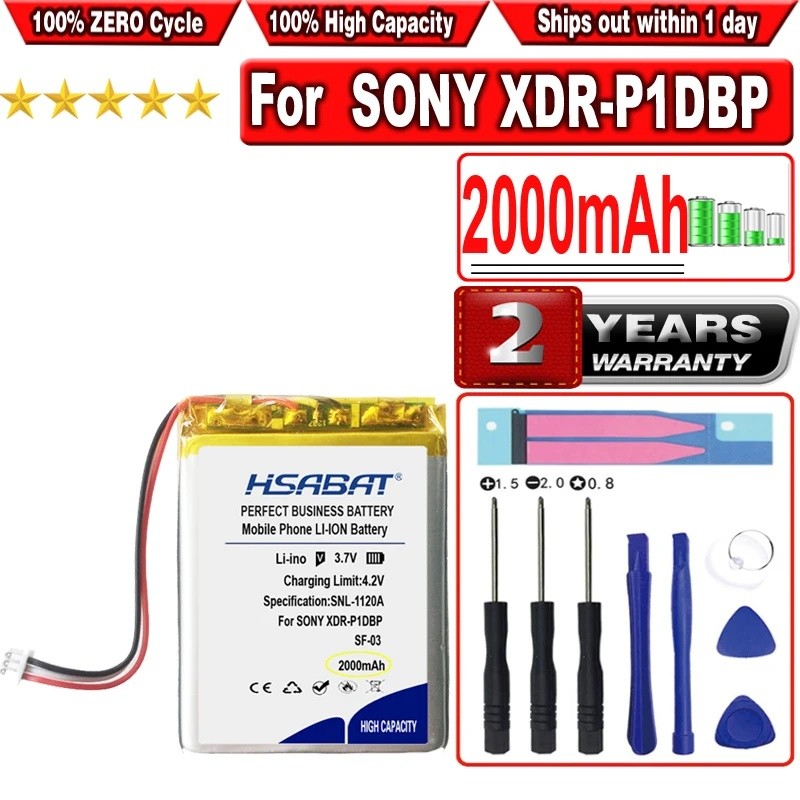HSABAT แบตเตอรี่ SF-03 2000mAh สําหรับเครื่องเล่น SONY XDR-P1DBP