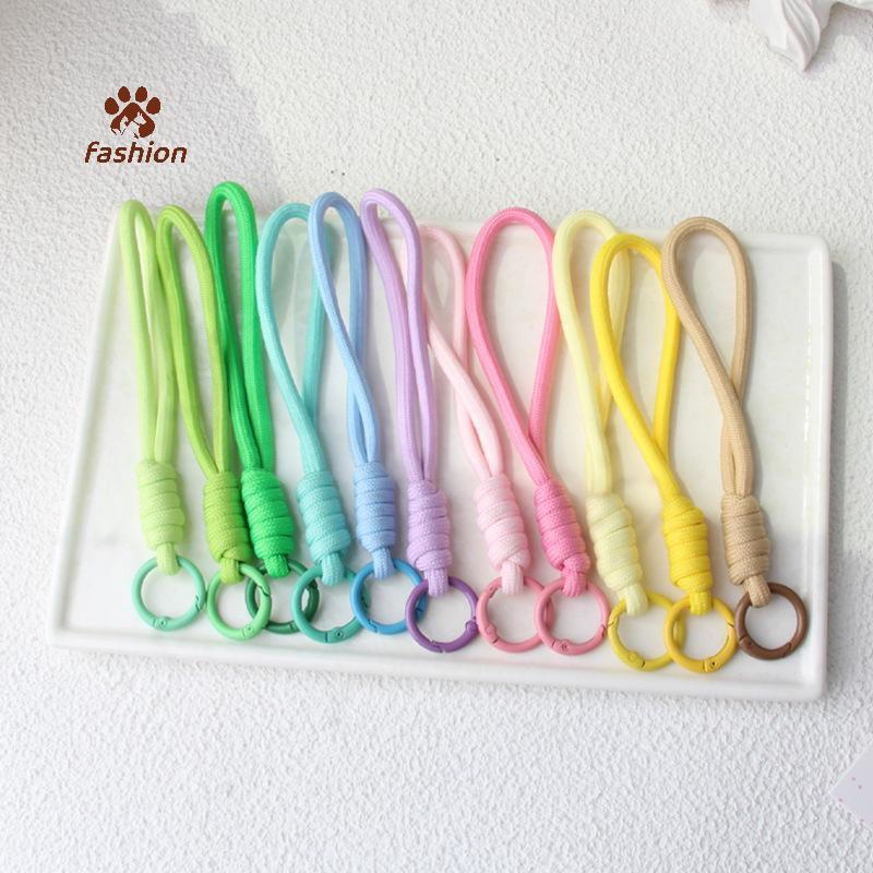 [ฟาส-ที] 5ชิ้น/ล็อตที่มีสีสันถักพวงกุญแจเชือกเส้นเล็กโทรศัพท์มือถือป้องกันการสูญหายปมเชือกสายคล้องที่สําคัญแหวนผู้ชายผู้หญิงรถผู้ถือกุ