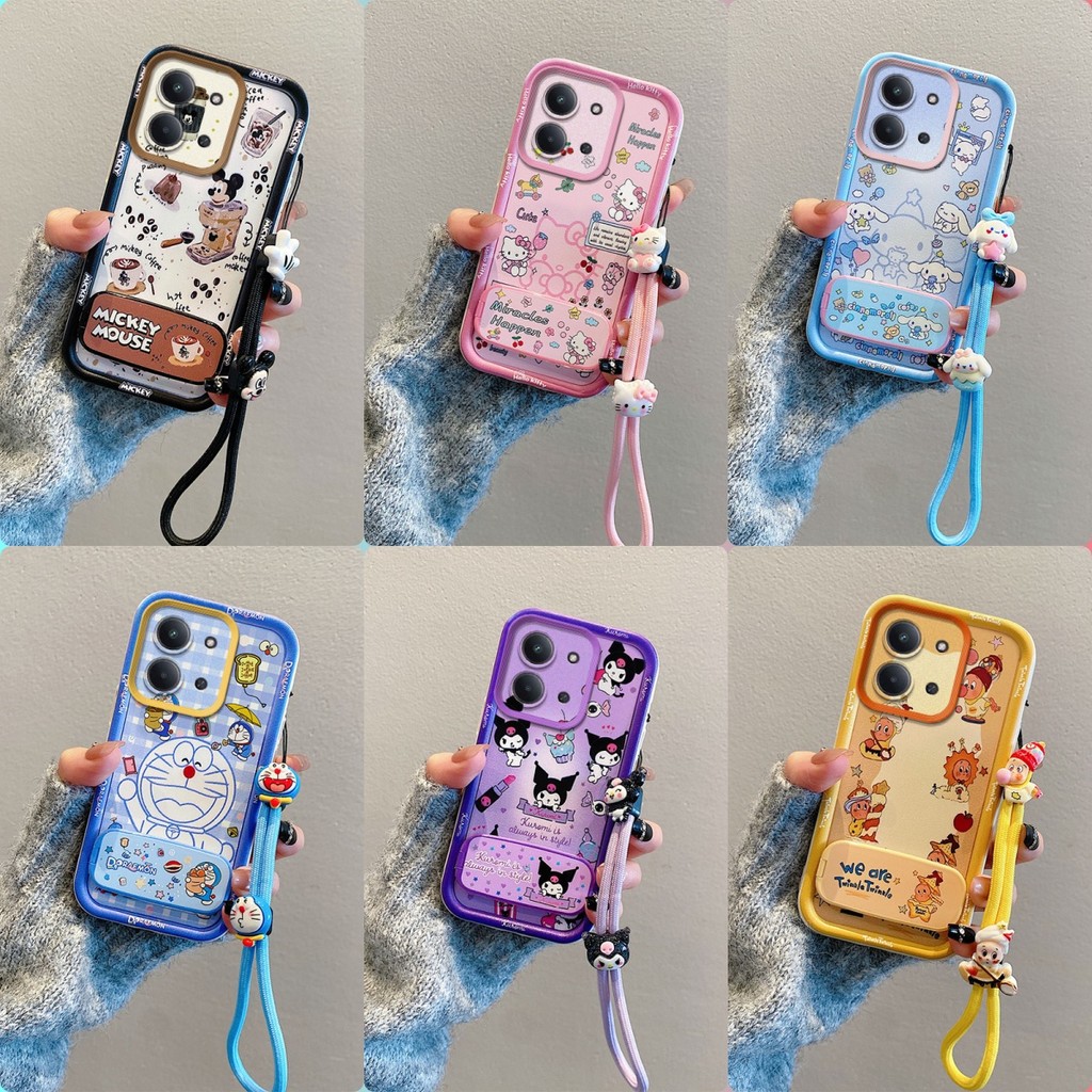 เคส Redmi 15C กระจกลายการ์ตูนน่ารักพร้อมขาตั้งเคสโทรศัพท์