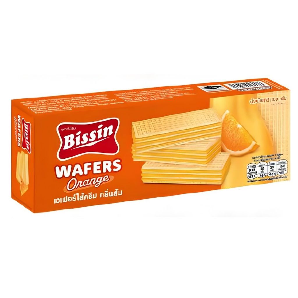 บิสชิน เวเฟอร์ไส้ครีมส้ม Bissin Orange Wafer 100g.
