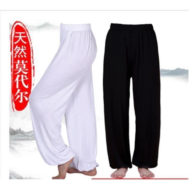 清语太极裤莫代尔男女款士武术训练裤太极服灯笼裤子功夫裤练功裤&Summer new ice silk tai chi pants for men and women, summer loose ela