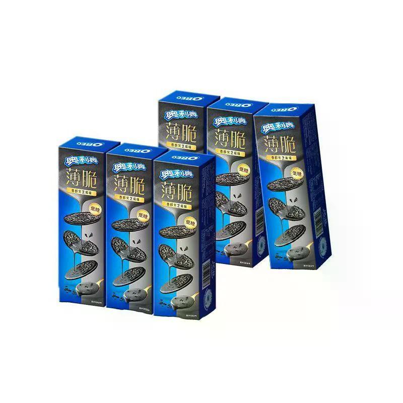 2026 สินค้าใหม่ [Oreo Thin Crispy Sandwich Biscuits Low Sugar Series Sesame Black Chocolate ไม่มีน้ํ