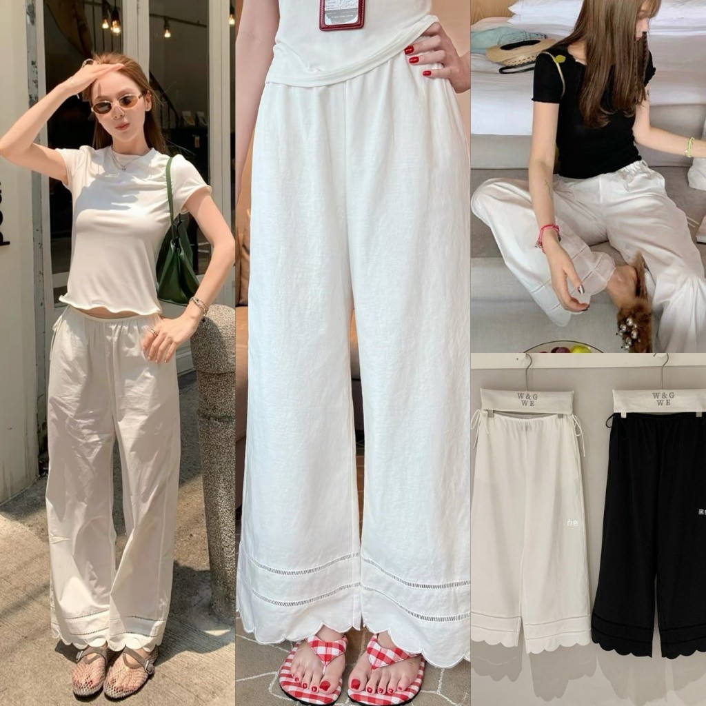W10408 Minimal but Make it Elegant กางเกงขายาวทรงกว้าง ทรงหลวม ใส่สบาย แฟชั่นเกาหลี TAG WG.WE