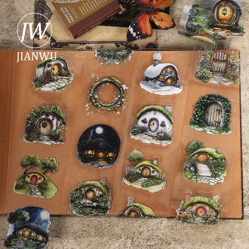 JIANWU 60 มม.* 5 ม. Vintage Hobbit House ภูมิทัศน์วัสดุ Collage Scrapbooking PET เทป Creative DIY Jo