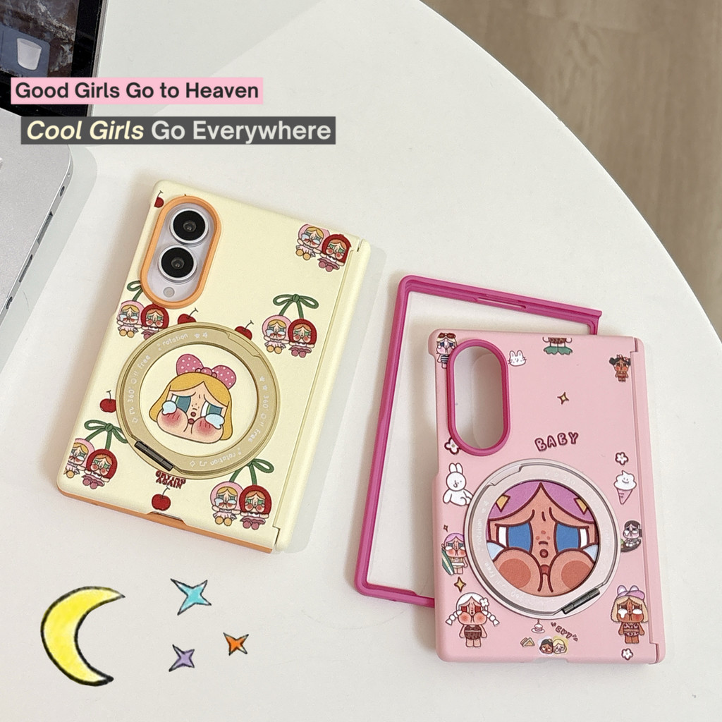 New style น่ารัก Crybaby ฝังตัว Magnetic holder Skin feel เคส สำหรับ Samsung Galaxy Fold8 Wide Case ชุดสามชิ้นที่ถอดออกได้รวมทุกอย่าง แกนกลางแม่เหล็ก ป้องกันการตก พลิกปก เคส