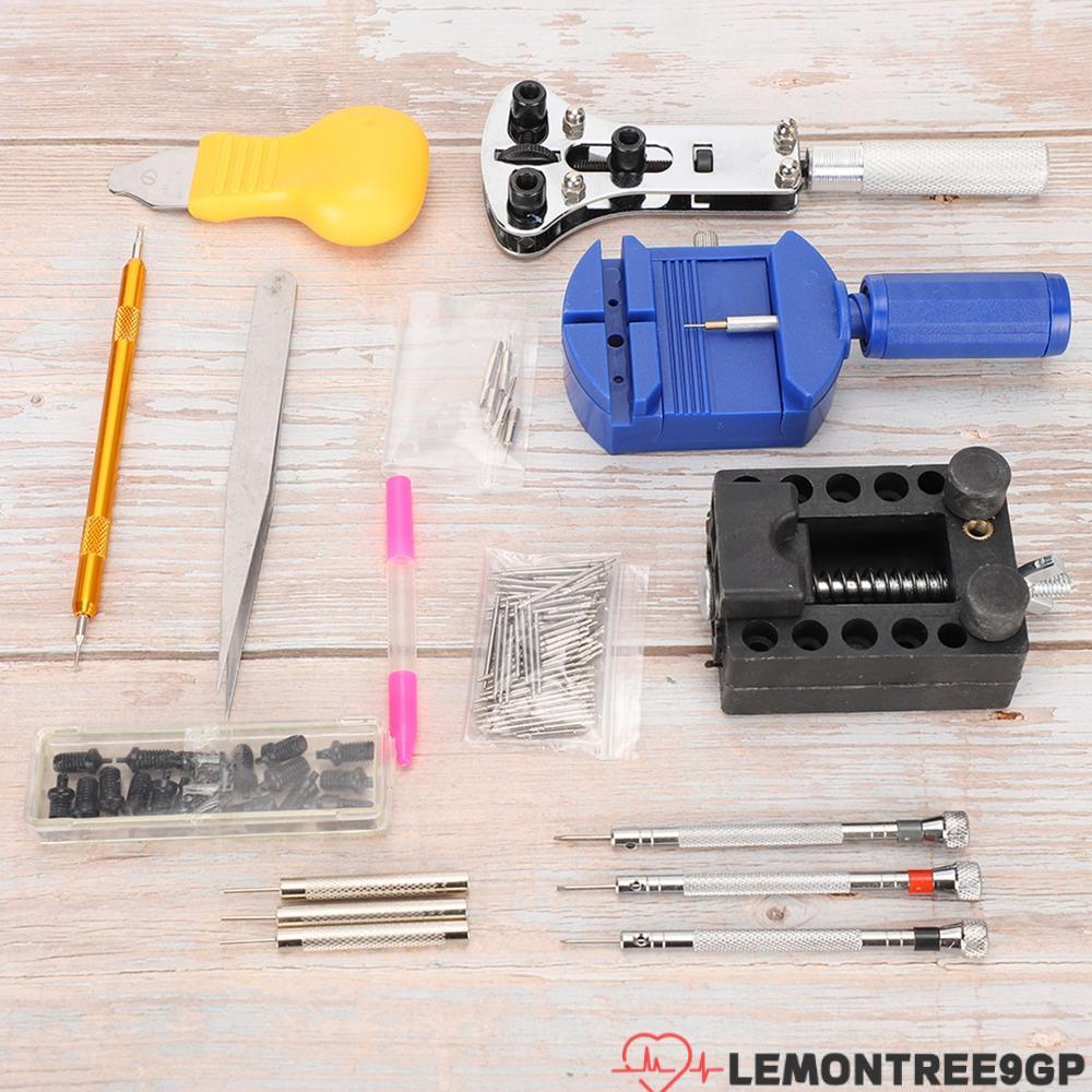 LEMONTREE9GP 144 ชิ้นชุดเครื่องมือซ่อมนาฬิกาครบชุด, 25.3*20.8 ซม.นาฬิกาเปิด & Link Remover ชุด, Silv