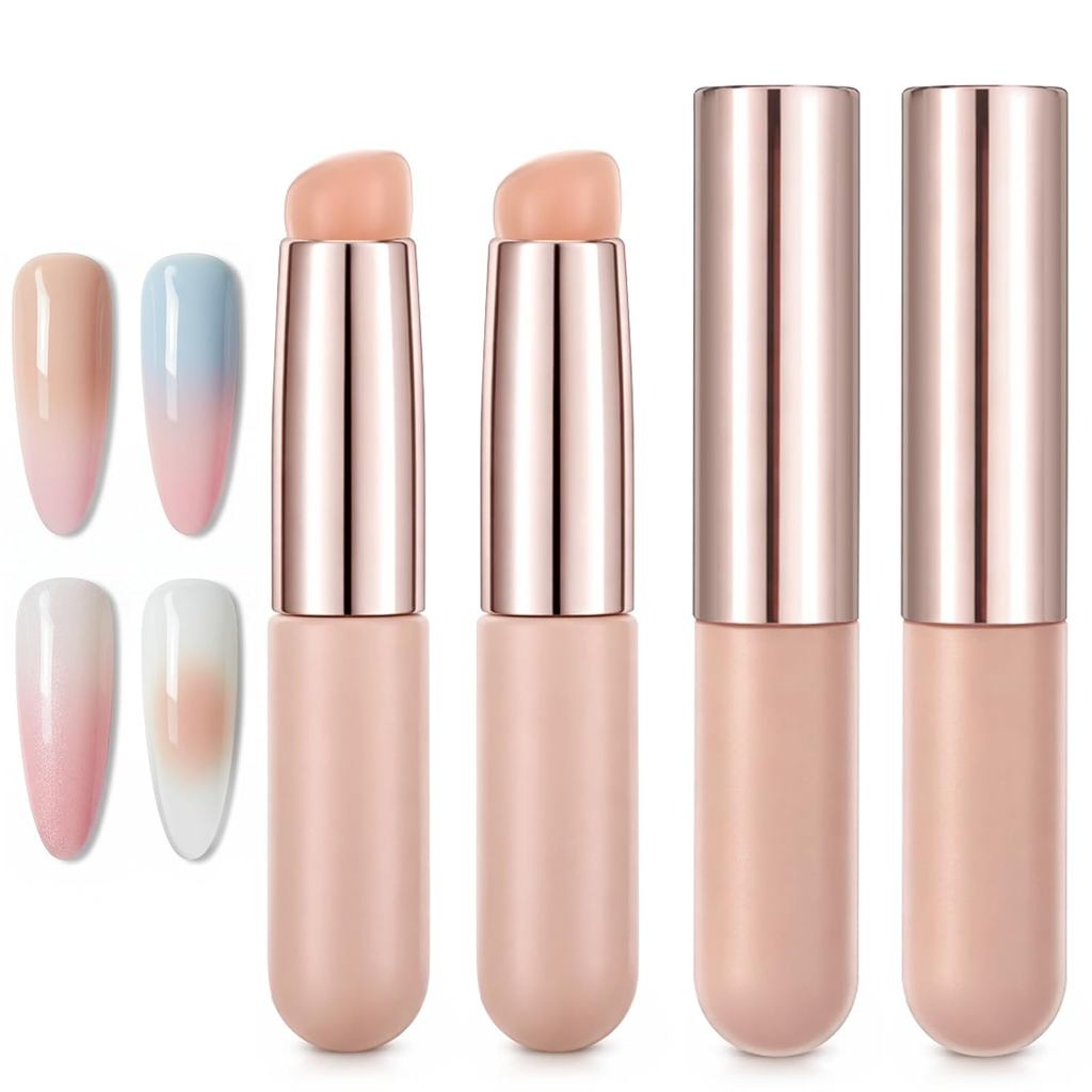 4 ชิ้นซิลิโคนเล็บแปรง,Ombreเล็บแปรง,ซิลิโคนลิปแปรง,Reusable Nails Chrome Applicator,ซิลิโคนเล็บเครื่
