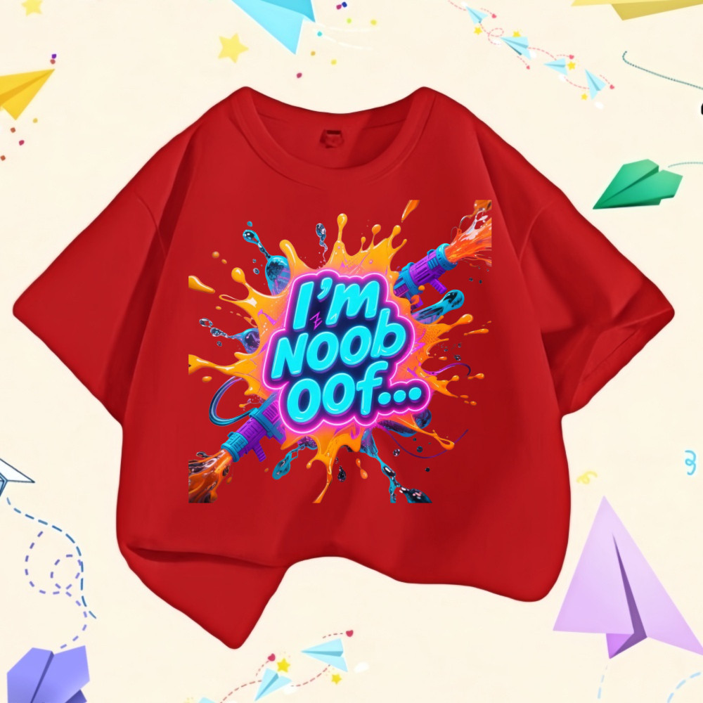 เสื้อยืดเด็กแบบการ์ตูน Dooodle ลาย IM NOOB OOF สำหรับใส่ในเทศกาลสงกรานต์