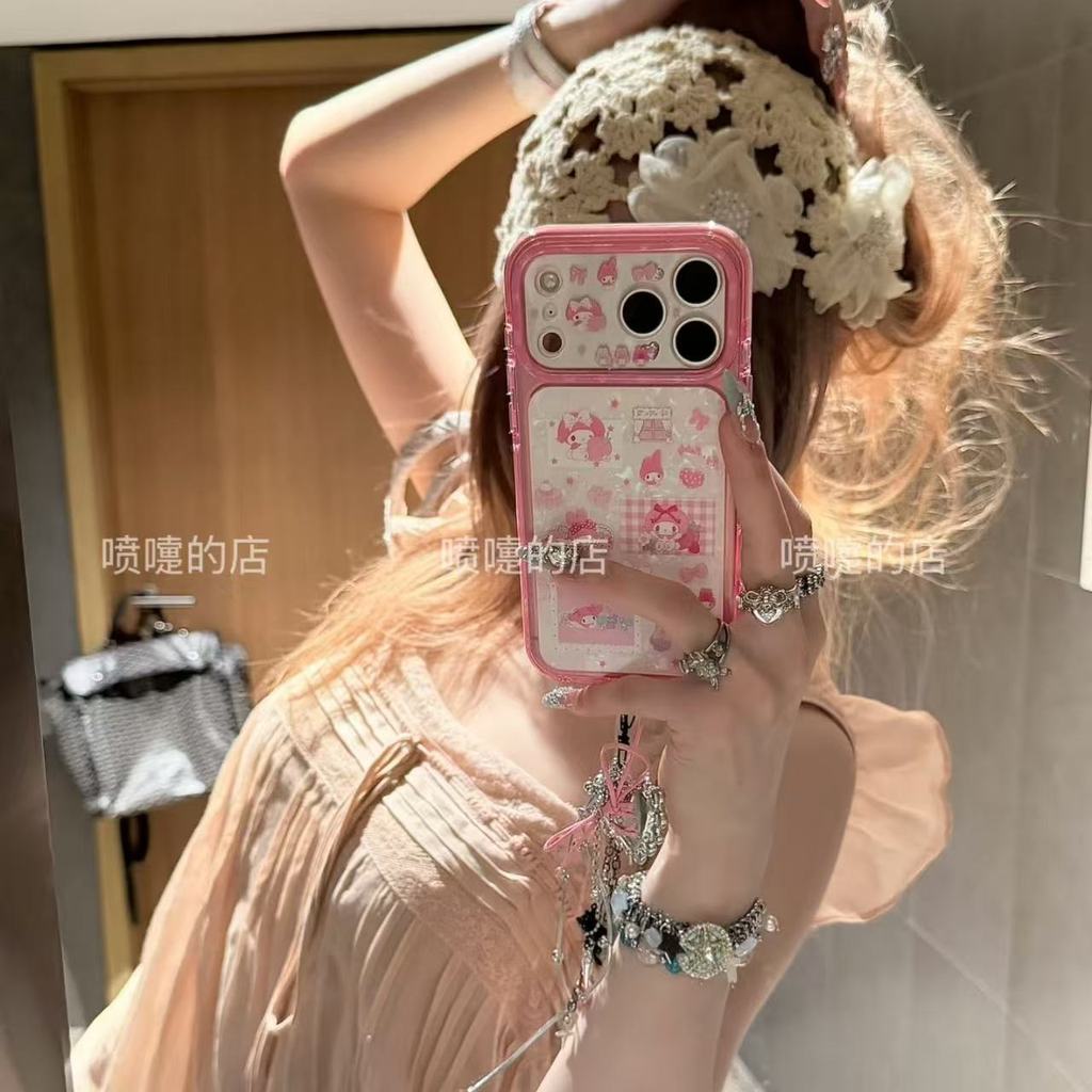 Oi Pink Tender สตรอเบอร์รี่น่ารัก Xiaomei เหมาะสําหรับเคสโทรศัพท์ 17promax iphone16/15 จี้