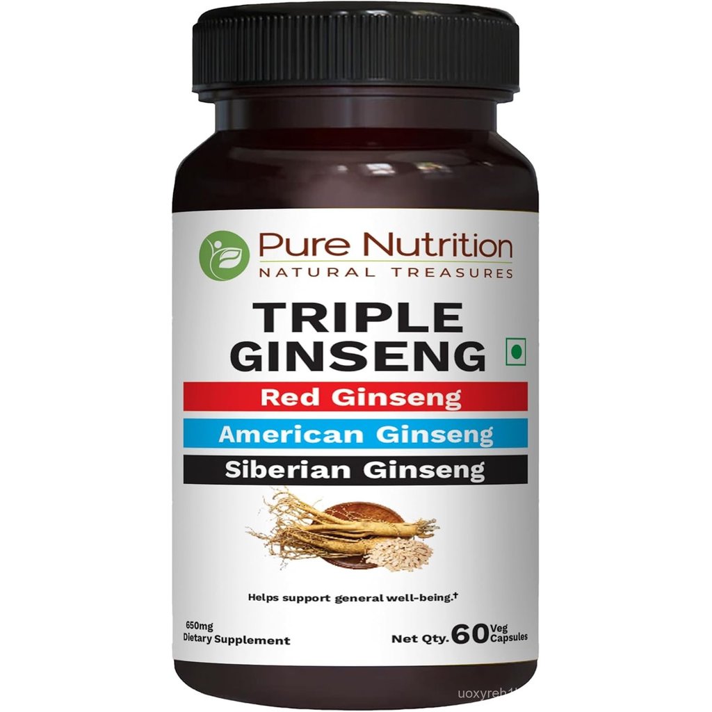 Pure Nutrition Triple Ginseng - an Unique and Effective Combination of Red Ginseng, American Ginseng