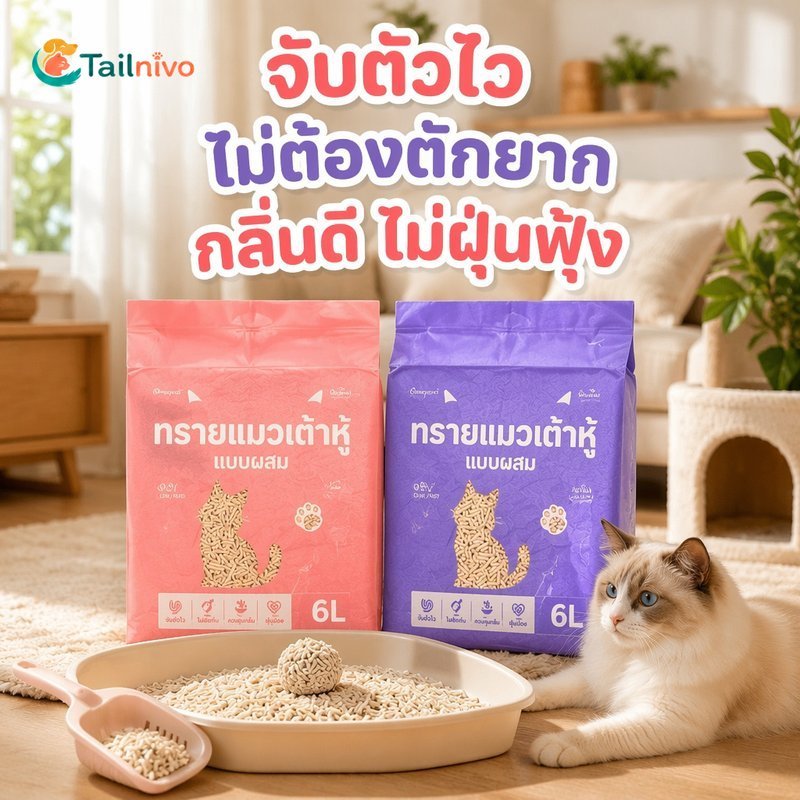 ทรายแมวเต้าหู้ 6L Organic Fast Clumping Flushable Low Dust Odor Control การติดตามน้อย