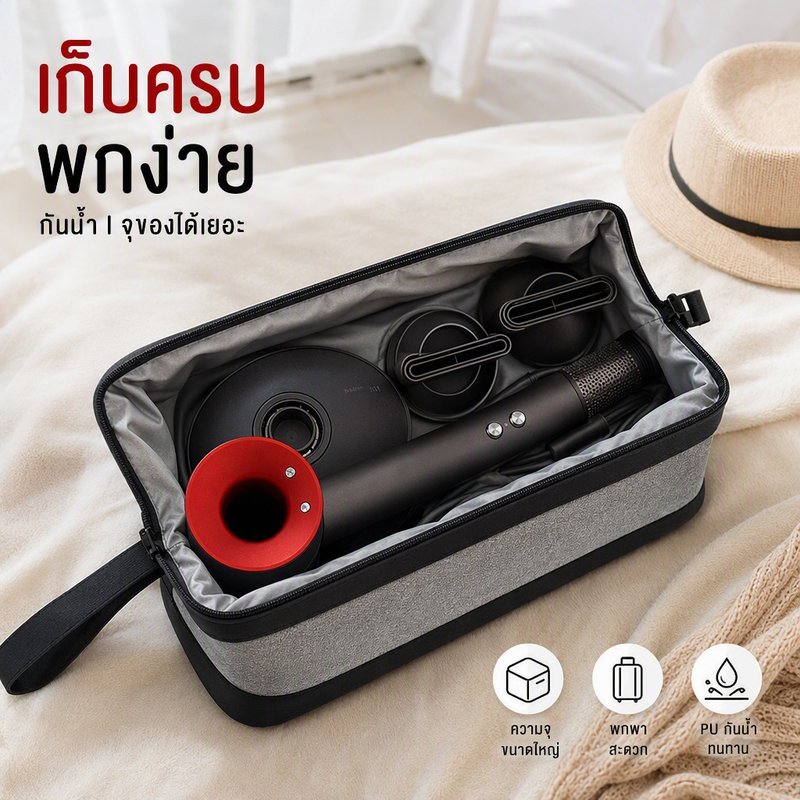 กระเป๋าเก็บไดร์เป่าผม Dyson กันน้ำ หนัง PU แบบพกพา ใส่ที่หนีบผม อุปกรณ์เสริม จัดระเบียบ