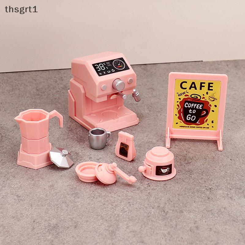 [TG1] 1/12 Dollhouse Pink Coffee Machine Set Miniature Coffee Shop Decor Accessories [TH]