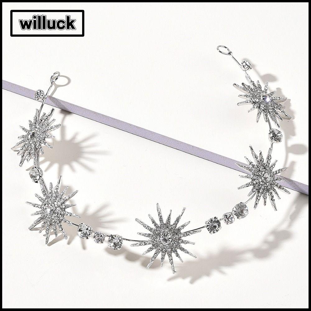 WILLUCK Star Headpieces Crown Queen Crown Luxury เจ้าสาวตกแต่งคริสตัล Headbands