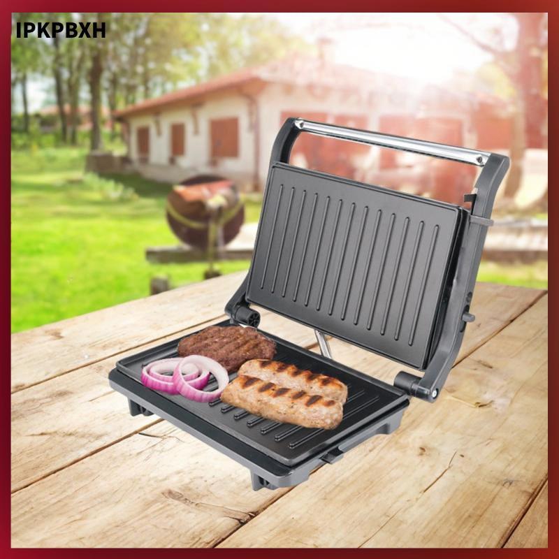 MagiDeal Panini Press Grill มัลติฟังก์ชั่นความร้อนสองด้าน Panini Maker เครื่องทําแซนวิชสําหรับขนมชีส