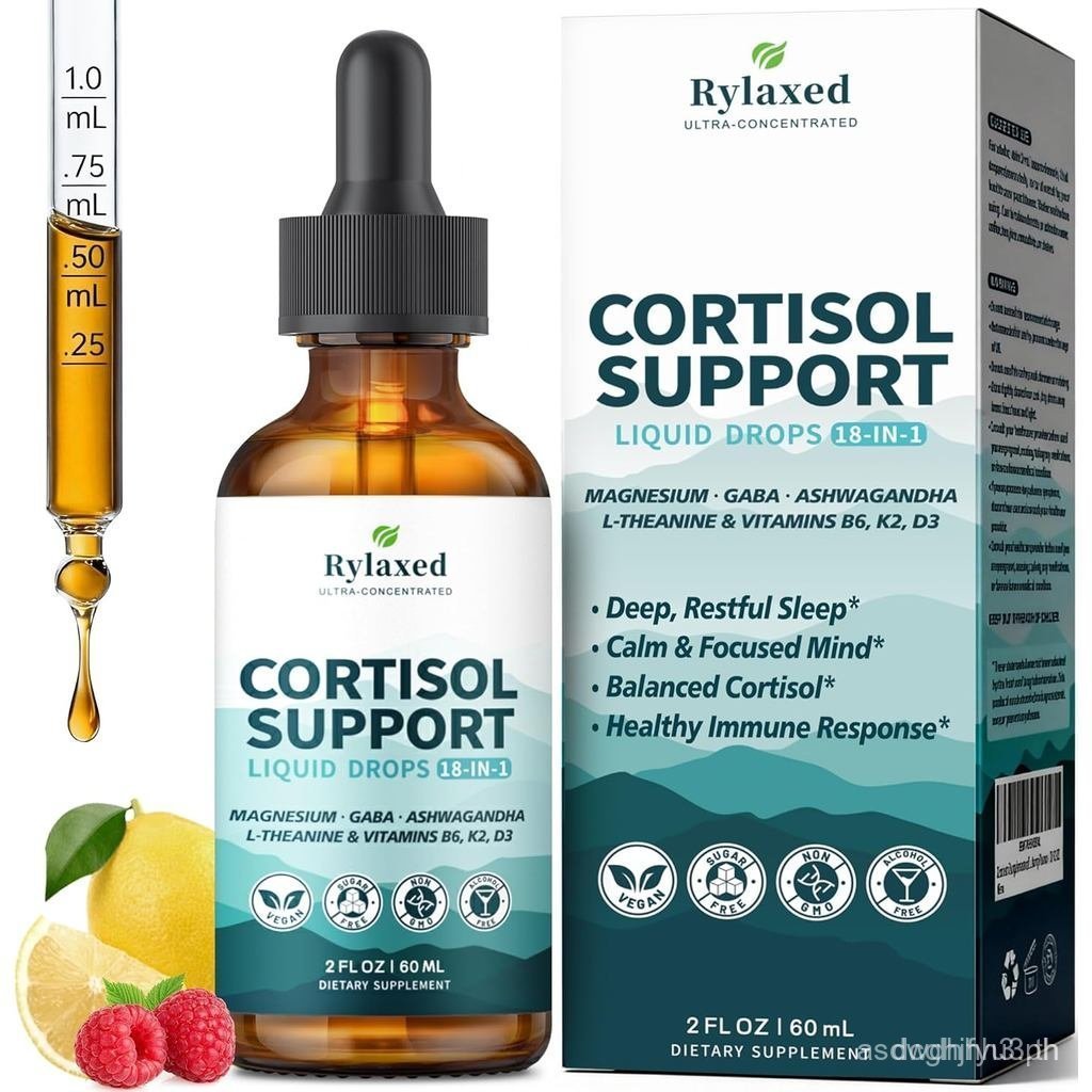 CortisolsforWomen&Men,18in1Stress&MoodSupportDropswith480mg,,,Ashwagandha,&Phosพัทidylserine,forRela