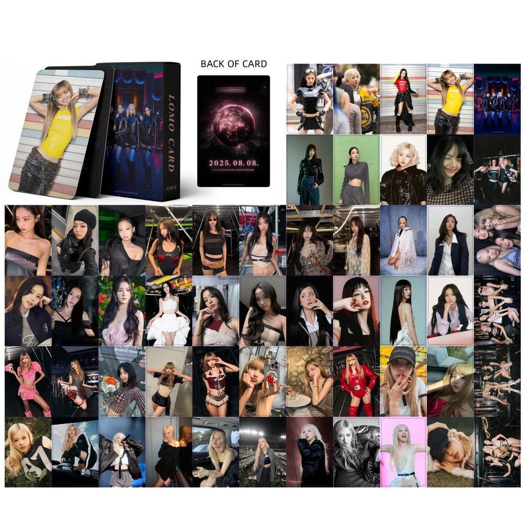 55 แผ่นสีชมพู BP เลเซอร์การ์ด 9th Anniversary 9th Ann Photo Card Lomo Laser Card Rose Lisa