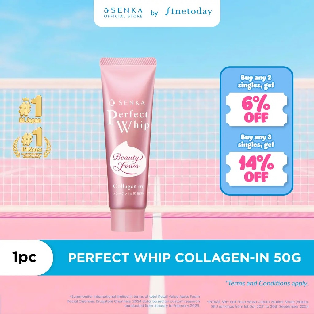Senka Perfect Whip Collagen-In Deep Moisturizing Cleansing Foam 50g [น้ํายาทําความสะอาดผิวหน้า] 8SXM