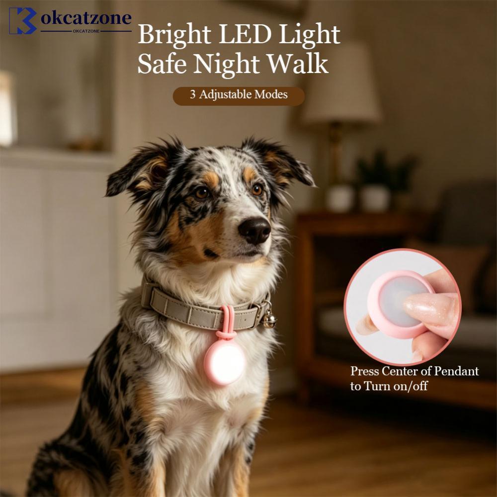 OKCATZONE LED สุนัขคลิป 3 โหมด Life กันน้ําเรืองแสงสัตว์เลี้ยงความปลอดภัยจี้สําหรับ Night เดินวิ่ง C