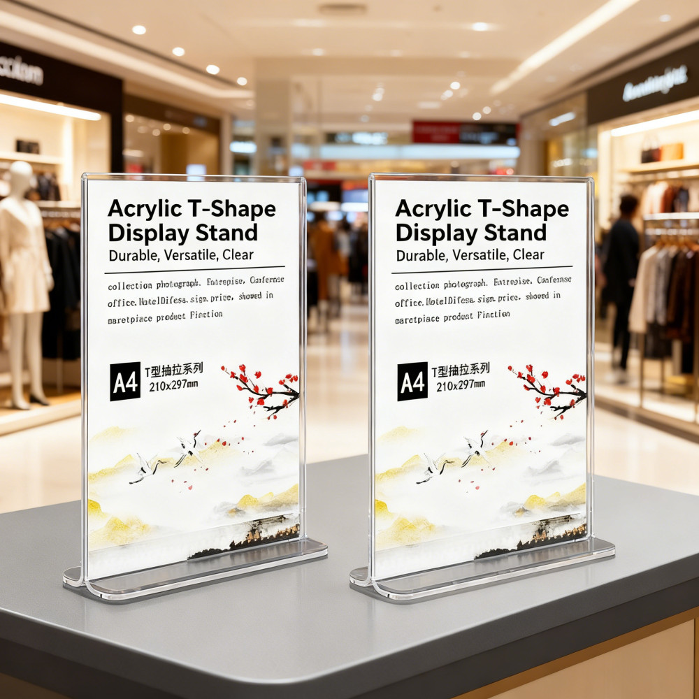 Arcylic A4 T-Shape Stand Display A5 Card Holder A6