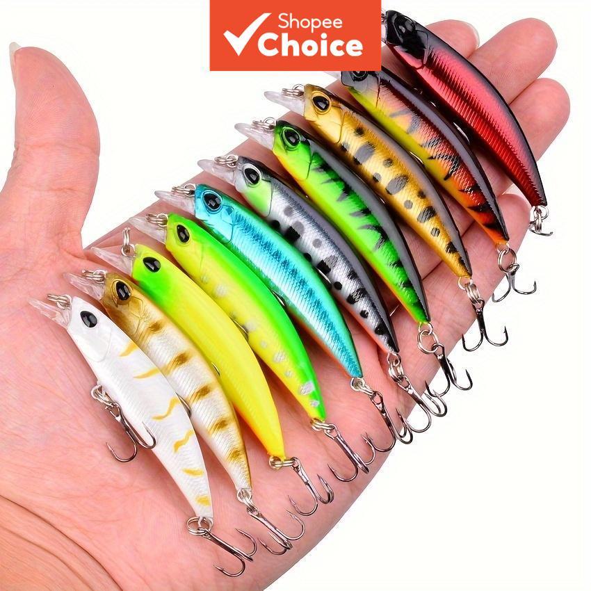 10 ชิ้น Mini Lure ชุด Minnow เหยื่อเทียมเกียร์กลางแจ้ง