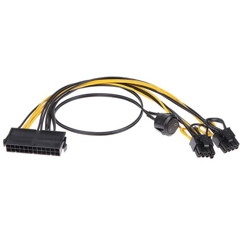 Thankswin 24Pin to Dual 6+2 Pin 8 Pin on Off Switch Cable 6Pin 8Pin ชาย 24 Pin th