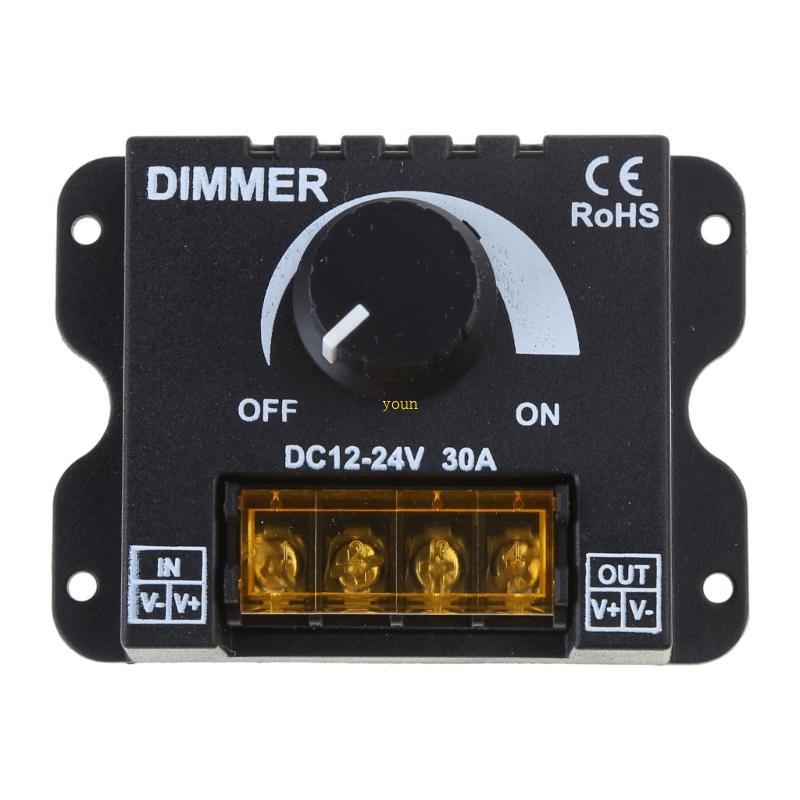 Youn ลูกบิดปรับความสว่างได้ ON Switch Dimmer PWM Dimming Controller สําหรับ Dimmer DC 12V 24V 30A LE