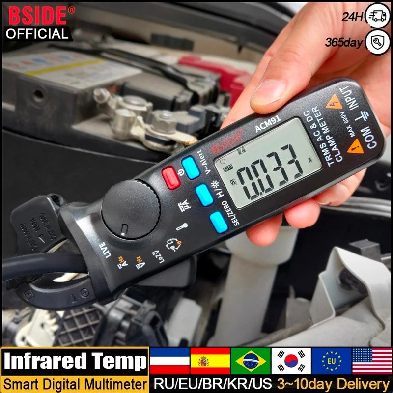 8MVN BSIDE Digital Clamp Meter ACM91 Professional 1mA แอมป์มิเตอร์คีม True RMS DC AC 100A มัลติมิเตอ