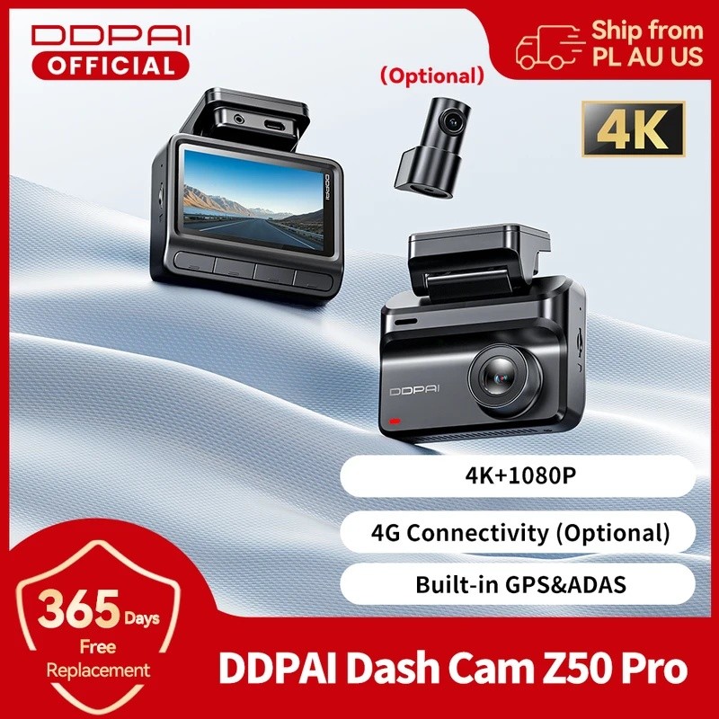 YBTZ DDPAI 4K Dash Cam Z50 Pro 5GHz Wi-Fi GPS ADAS Night Vision 4G การเชื่อมต่อรถ DVR 24H ที่จอดรถสน