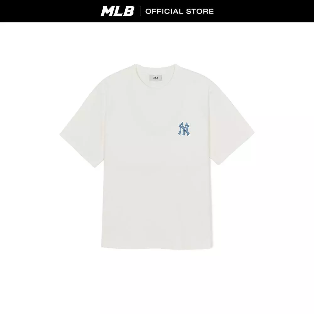 MLB เสื้อยืด ยูนิเซ็กซ์ Vintage Denimlike Monogram Big Lux Over Fit T-Shirts รุ่น 3ATSM0663 50CRS สีครีม