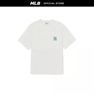 MLB เสื้อยืด ยูนิเซ็กซ์ Vintage Denimlike Monogram Big Lux Over Fit T-Shirts รุ่น 3ATSM0663 50CRS สีครีม