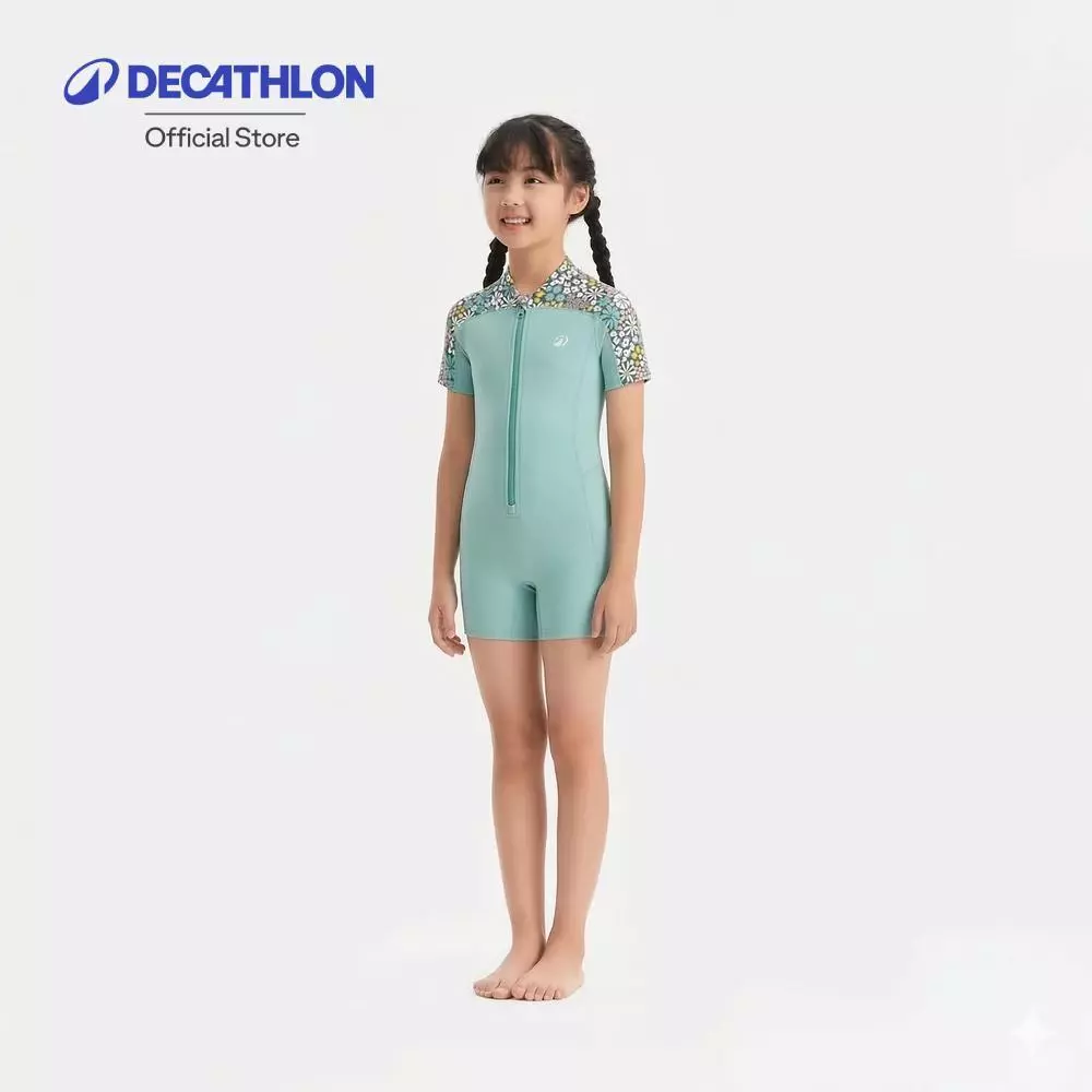 Decathlon Girls’ Swimming Shorty Full-Body Swimsuit ชุดว่ายน้ำเต็มตัวสำหรับเด็กหญิง รุ่น Una Pantail - Mint