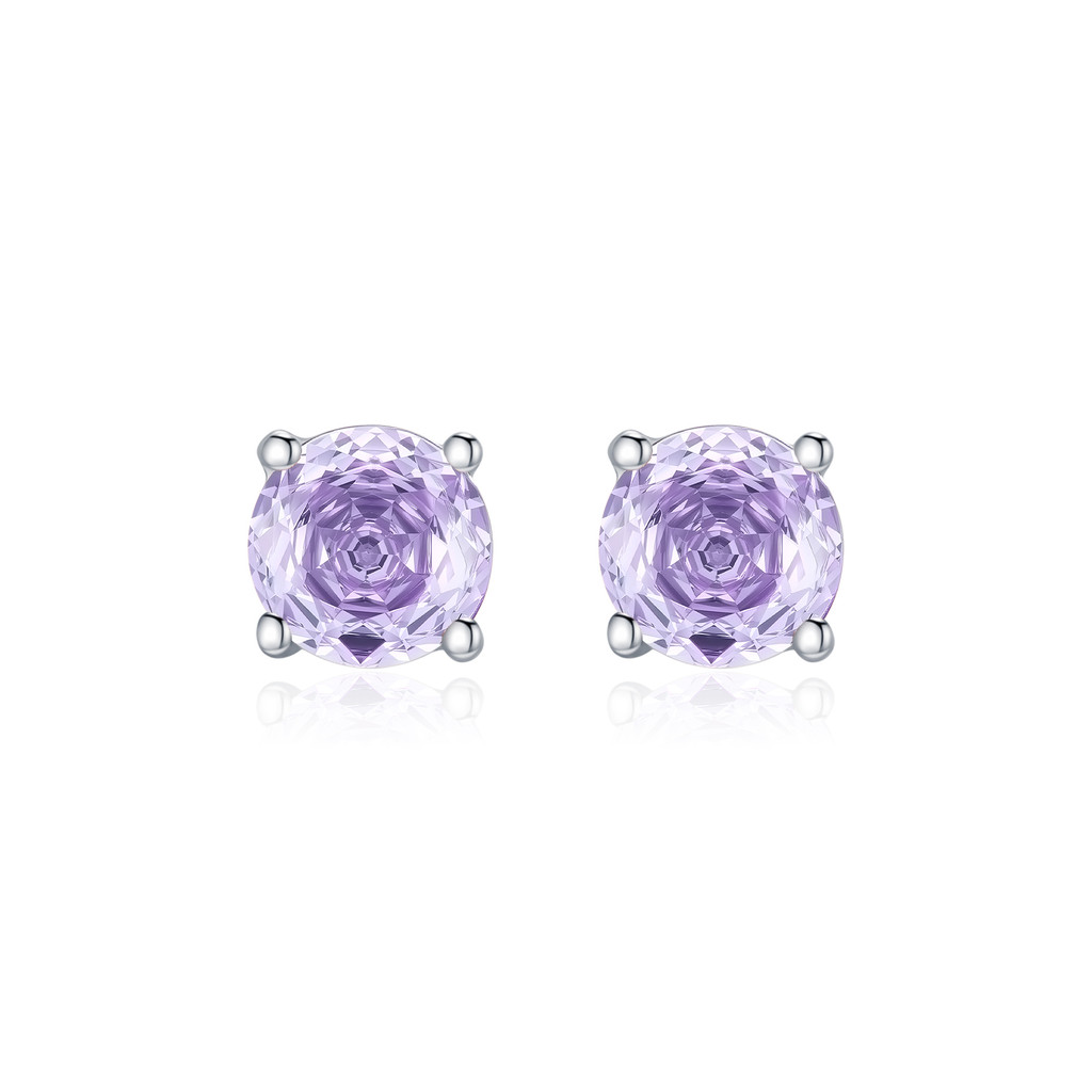 MODIAN MODIAN S925 เงินสเตอร์ลิงการออกแบบเดิม Violet Rose ตัดเลียนแบบเพชร Shining Charming ต่างหูต่า
