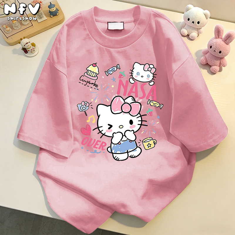 【จัดส่งตลอด 24 ชั่วโมง】NFV สไตล์เกาหลี เสื้อยืด ระบายอากาศ ลายพิมพ์การ์ตูน สะดวกสบาย ผ้าฝ้าย100% YG1583