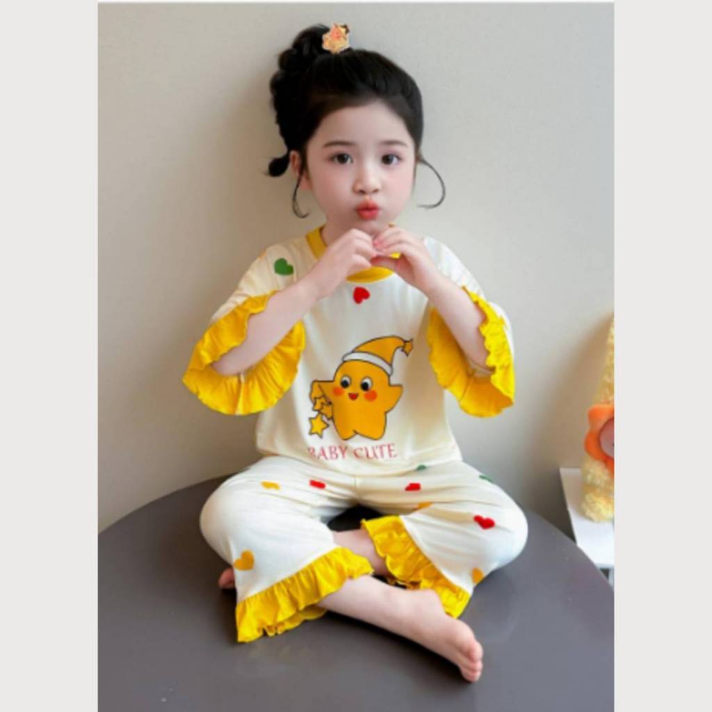 ชุดนอนเด็กเซ็ท2ชิ้น เสื้อแขนยาว+กางเกงขายาว ระบายอากาศดี ใส่สบาย พร้อมส่ง