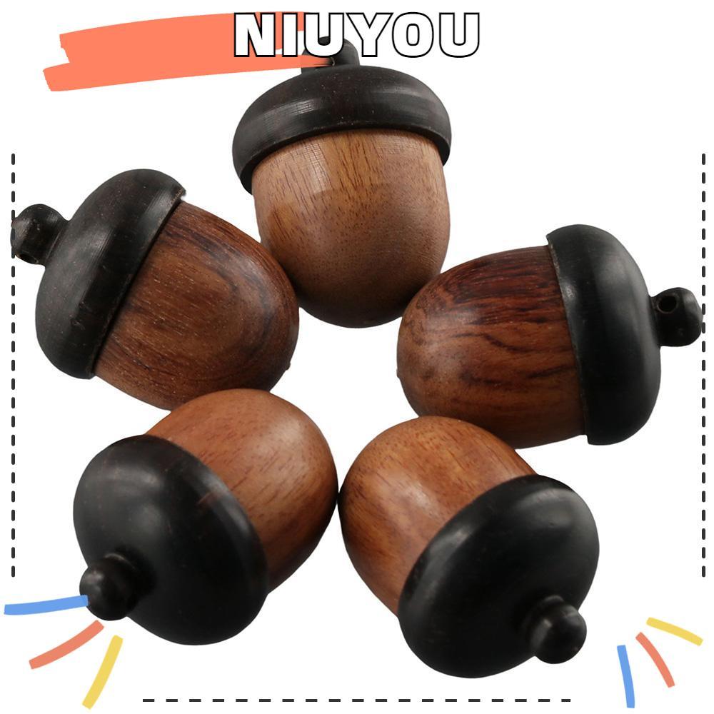 NIUYOU Acorn Nut Box จี้เสน่ห์ Acorn ตัดการเชื่อมต่อได้ ของตกแต่ง เครื่องประดับทําหัตถกรรมไม้อูฐ