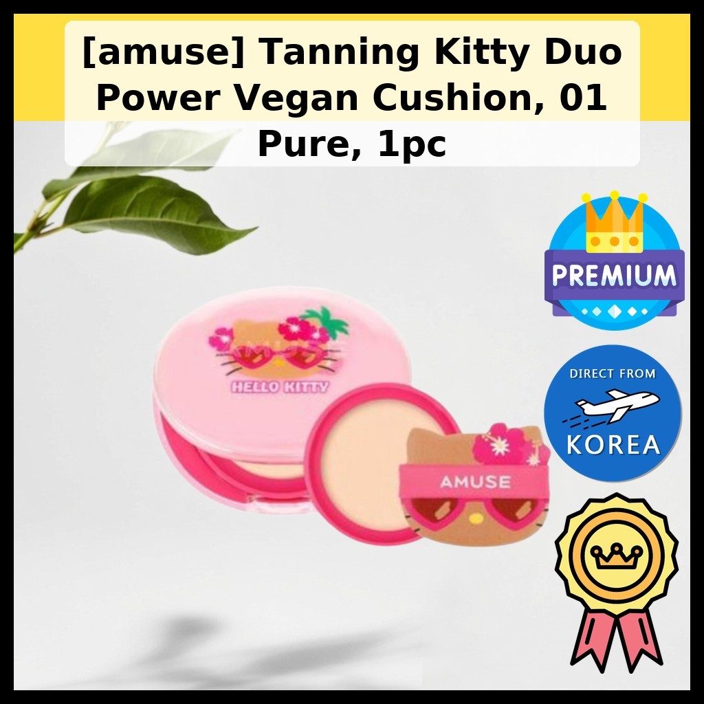 [amuse] Tanning Kitty Duo Power Vegan Cushion, 01 Pure, 1 ชิ้น / คุชชั่นฟอกหนังเกาหลี / สูตรมังสวิรั